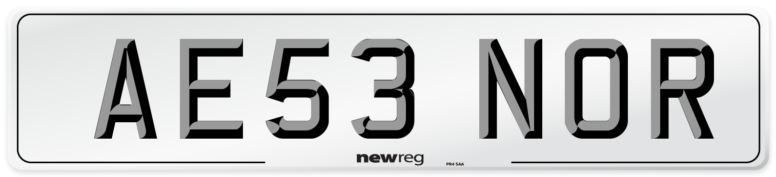 AE53 NOR Number Plate from New Reg